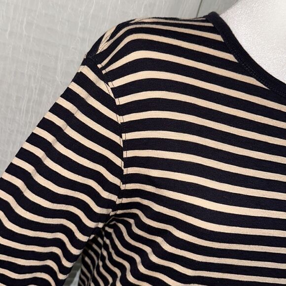 J. Crew S Authentic Knit Goods Navy Cream Striped Long Sleeve Crewneck Cotton T - Picture 5 of 12